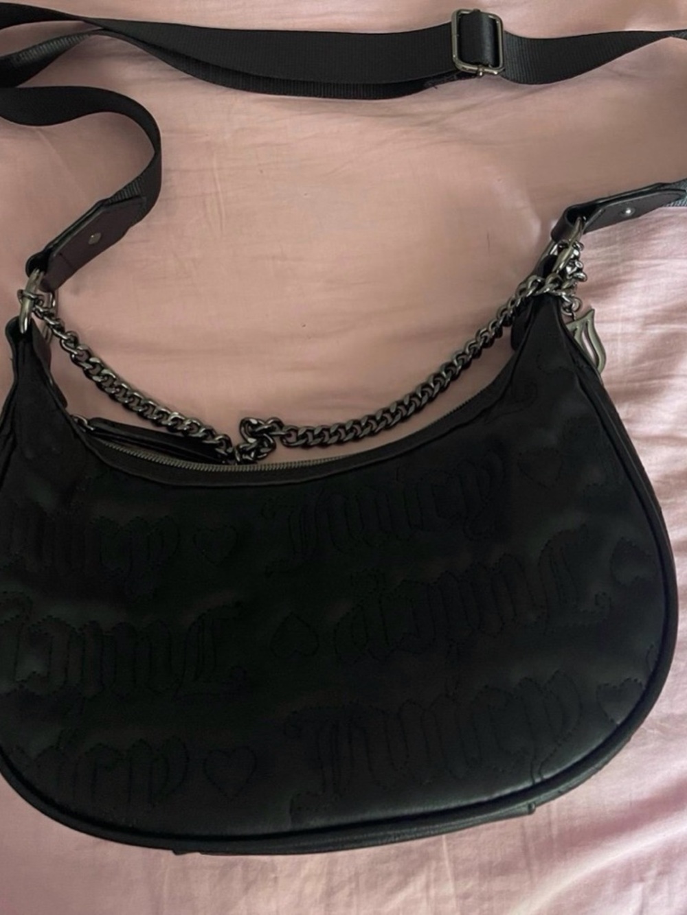 Juicy Couture Black Crescent Crossbody Bag with Chain